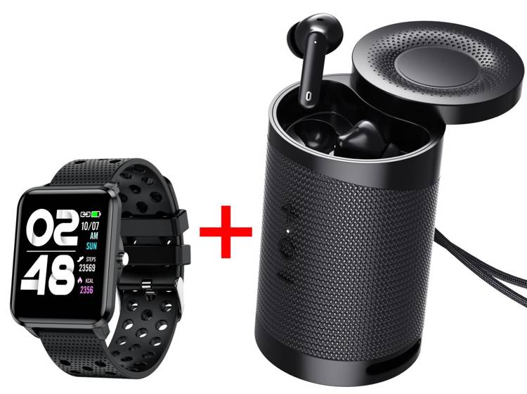 Zestaw Smartwatch Bemi KIX-M Czarny + Głosnik - Słuchawki BT Bemi DUO Czarne